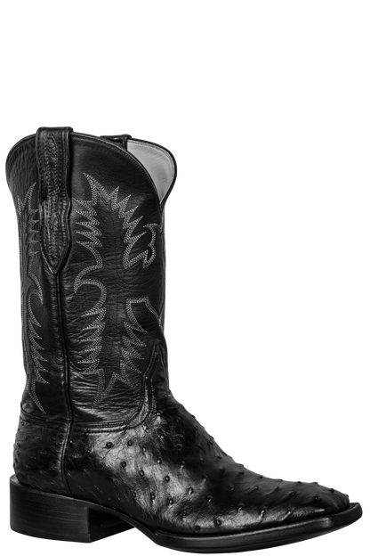 Black Jack Men's Full Quill Ostrich & Florence Buffalo Cowboy Boots - Black