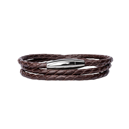 Kenton Michael Braided Brown Leather Bracelet