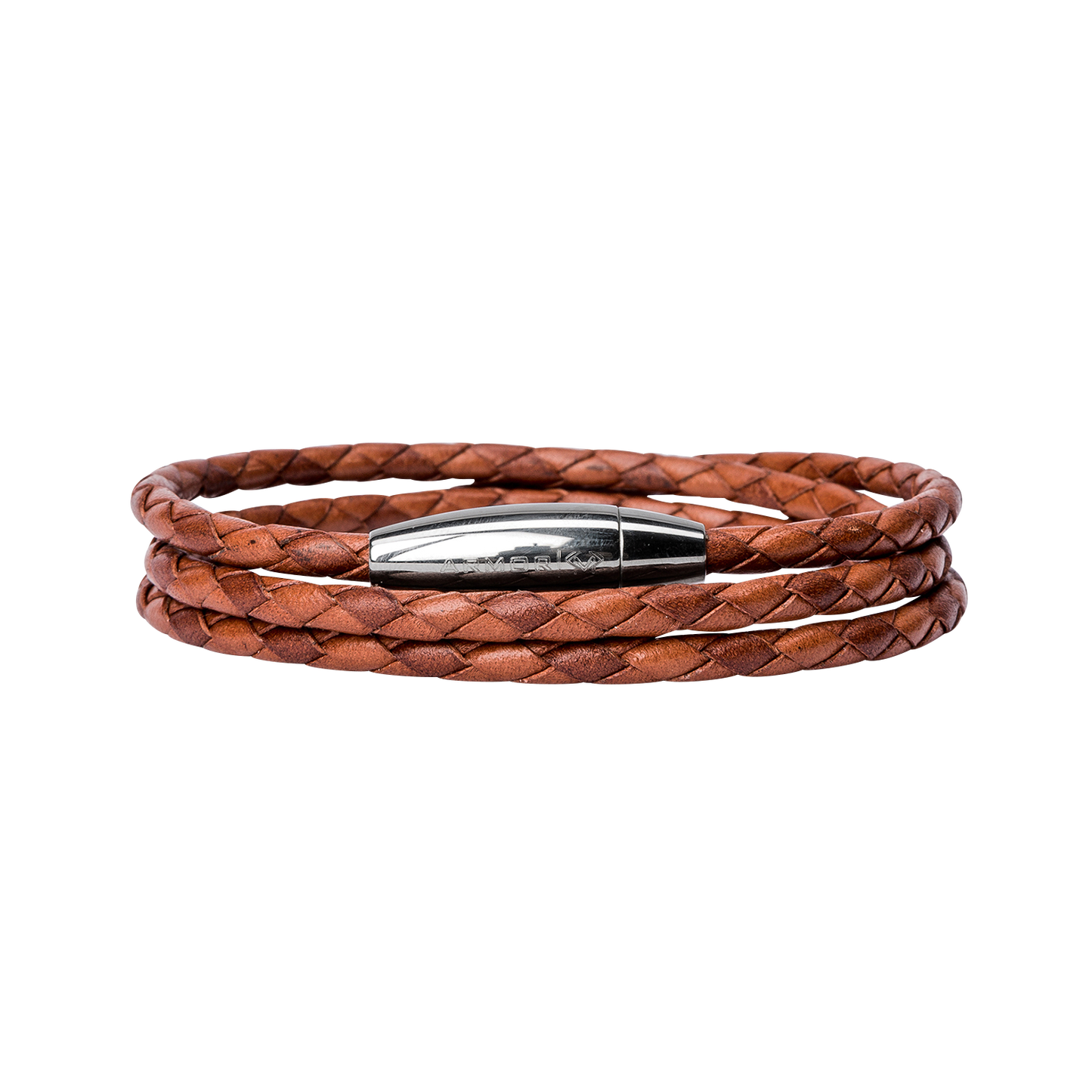 Kenton Michael Braided Tan Leather Bracelet