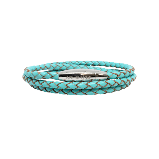 Kenton Michael Braided Turquoise Leather Bracelet