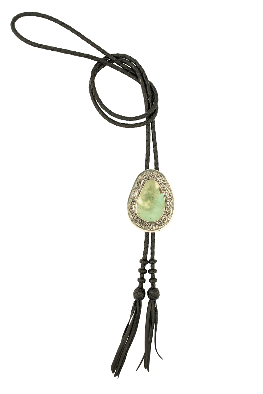 Silver King Bezeled Turquoise Bolo Tie