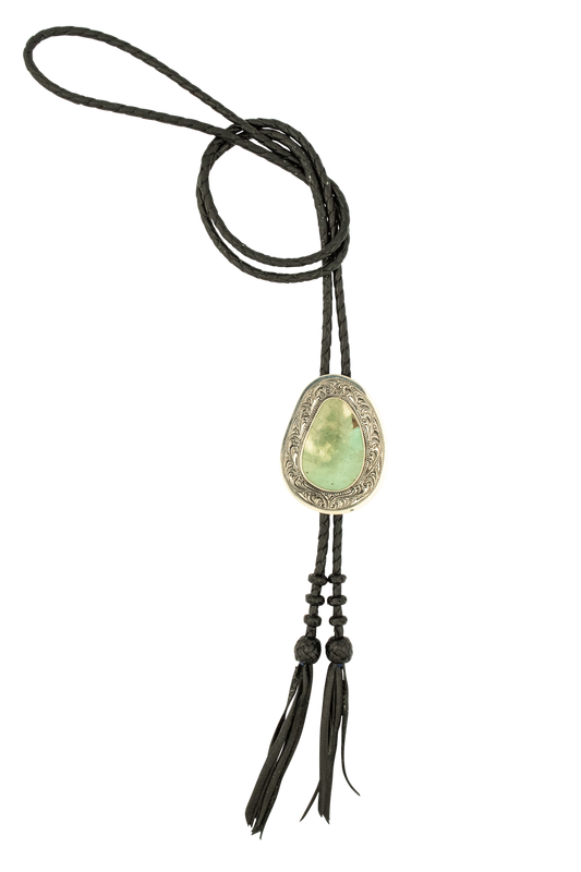 Silver King Bezeled Turquoise Bolo Tie