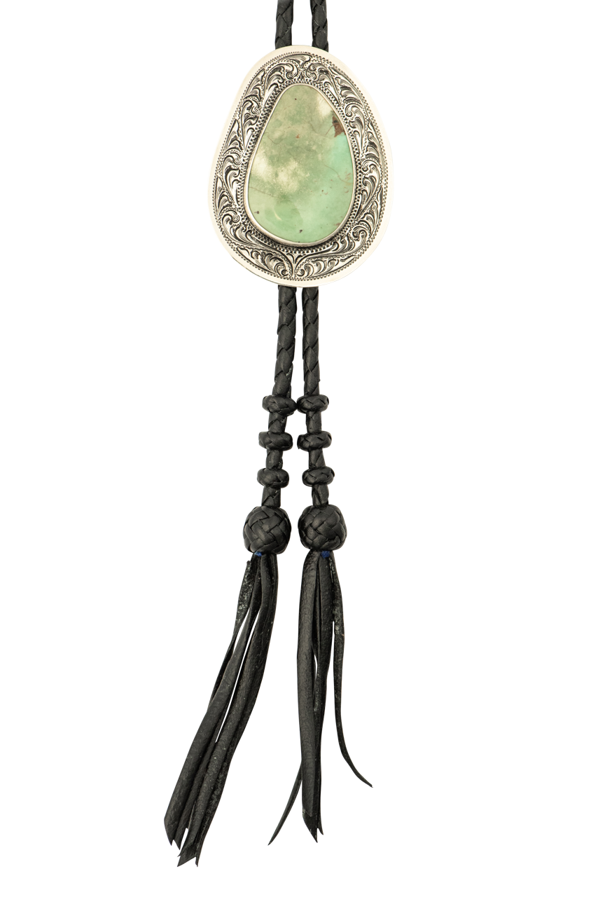 Silver King Bezeled Turquoise Bolo Tie