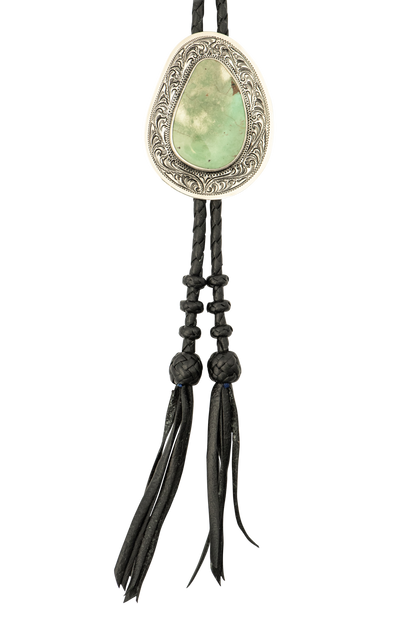 Silver King Bezeled Turquoise Bolo Tie