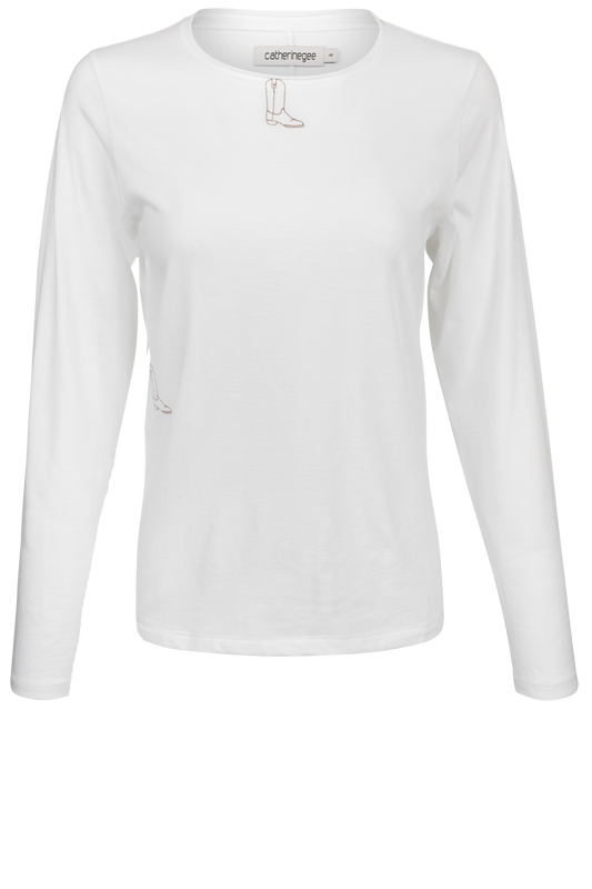 CATGEE Embroidered Boot Long Sleeve Tee