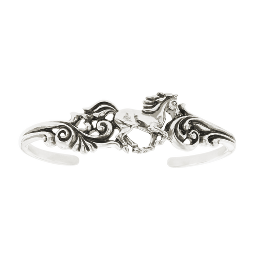 Sterling Silver Filigree Horse Cuff Bracelet