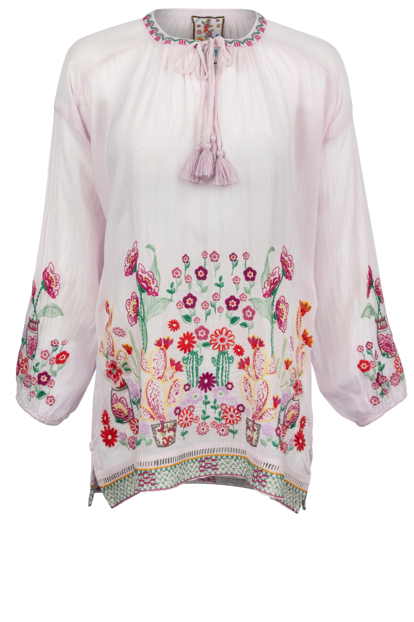 Johnny Was Embroidered Lilac Blouse