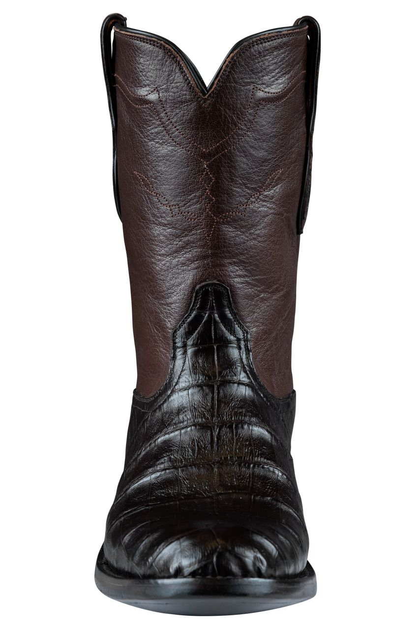 Black Jack Men's Chocolate Caiman Belly Roper Boots Pinto Ranch
