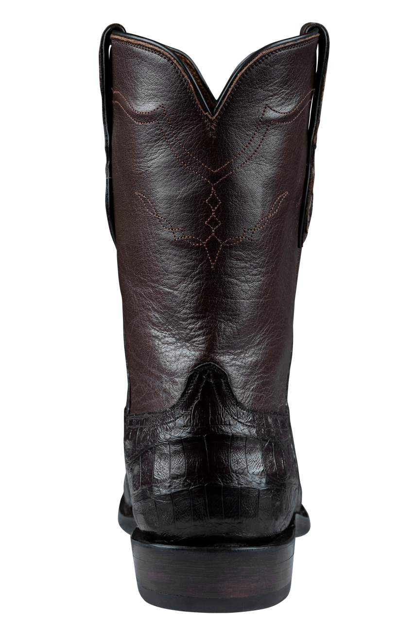 Black Jack Men's Caiman Belly Roper Boots - Chocolate