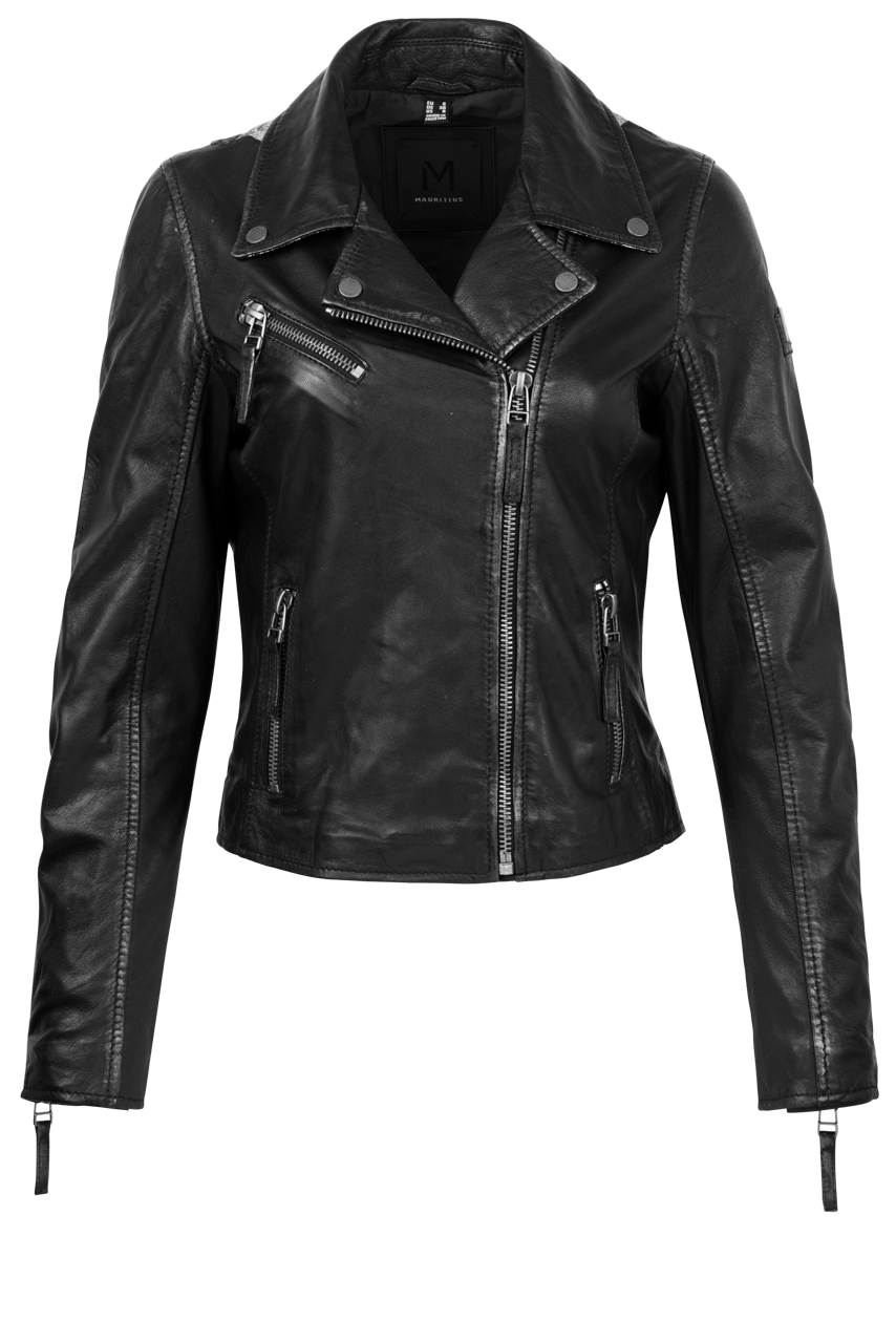 Christy Jacket Silver Lamb Western Pinto & Ranch | Mauritius Black Leather