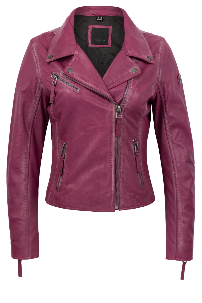 Mauritius Christy Dark Pink Lamb Leather Jacket