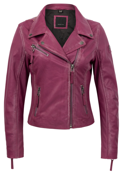 Mauritius Christy Dark Pink Lamb Leather Jacket