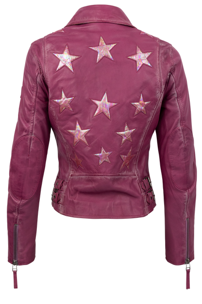 Mauritius Christy Dark Pink Lamb Leather Jacket