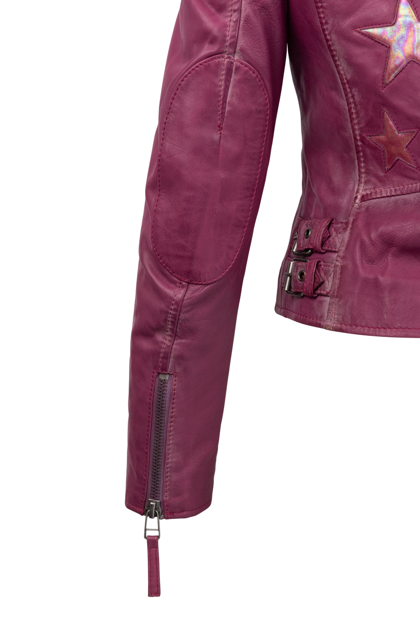 Mauritius Christy Dark Pink Lamb Leather Jacket