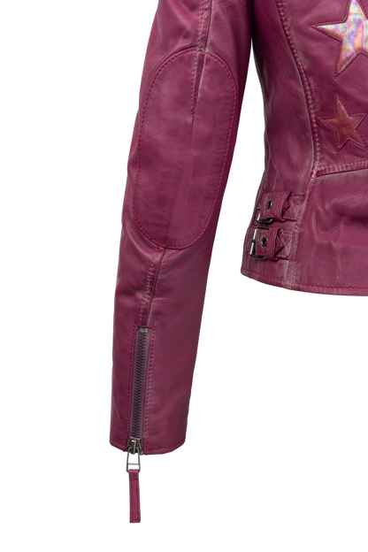 Mauritius Christy Dark Pink Lamb Leather Jacket