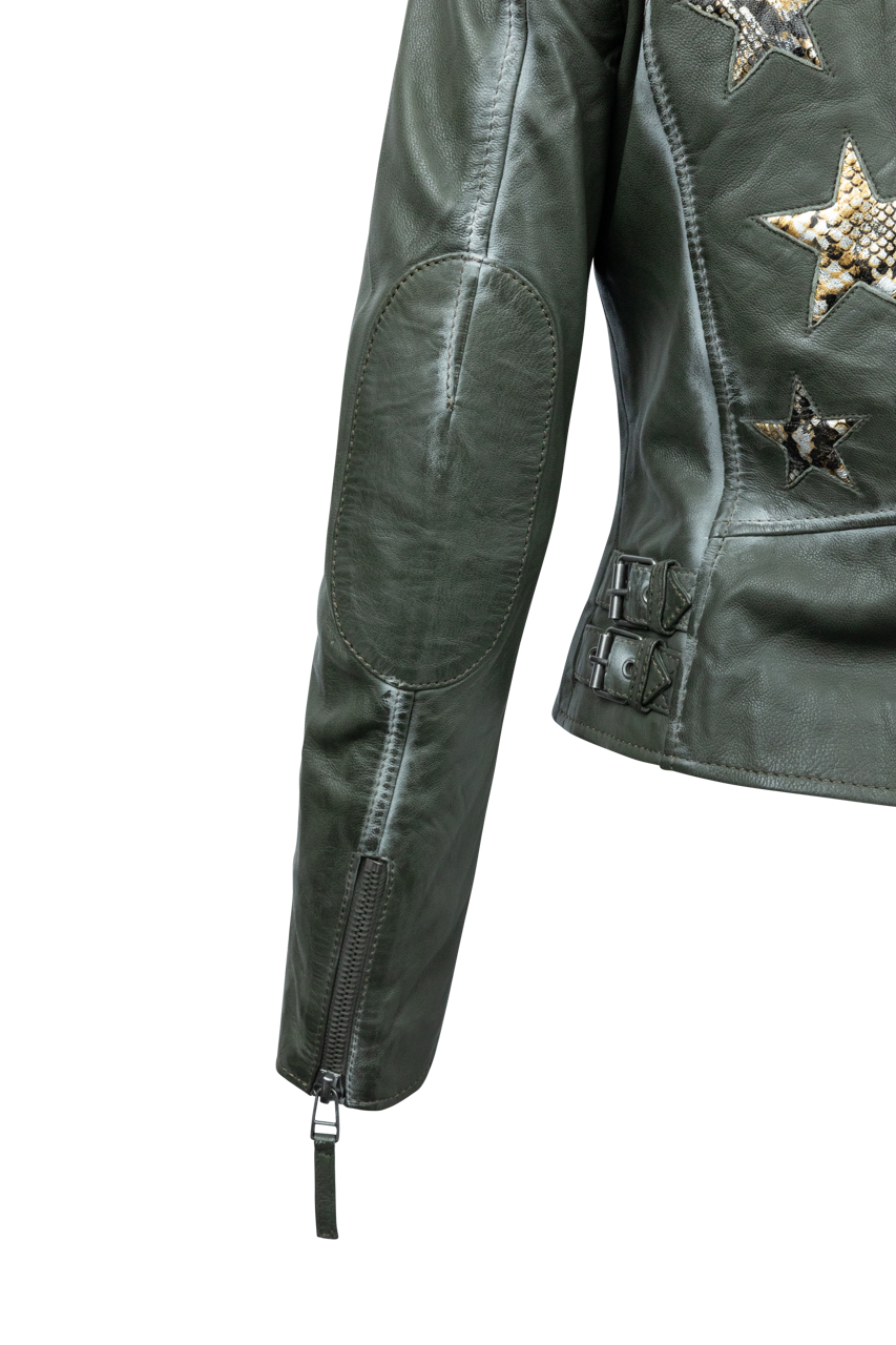 Mauritius Christy Olive Lamb Leather Jacket