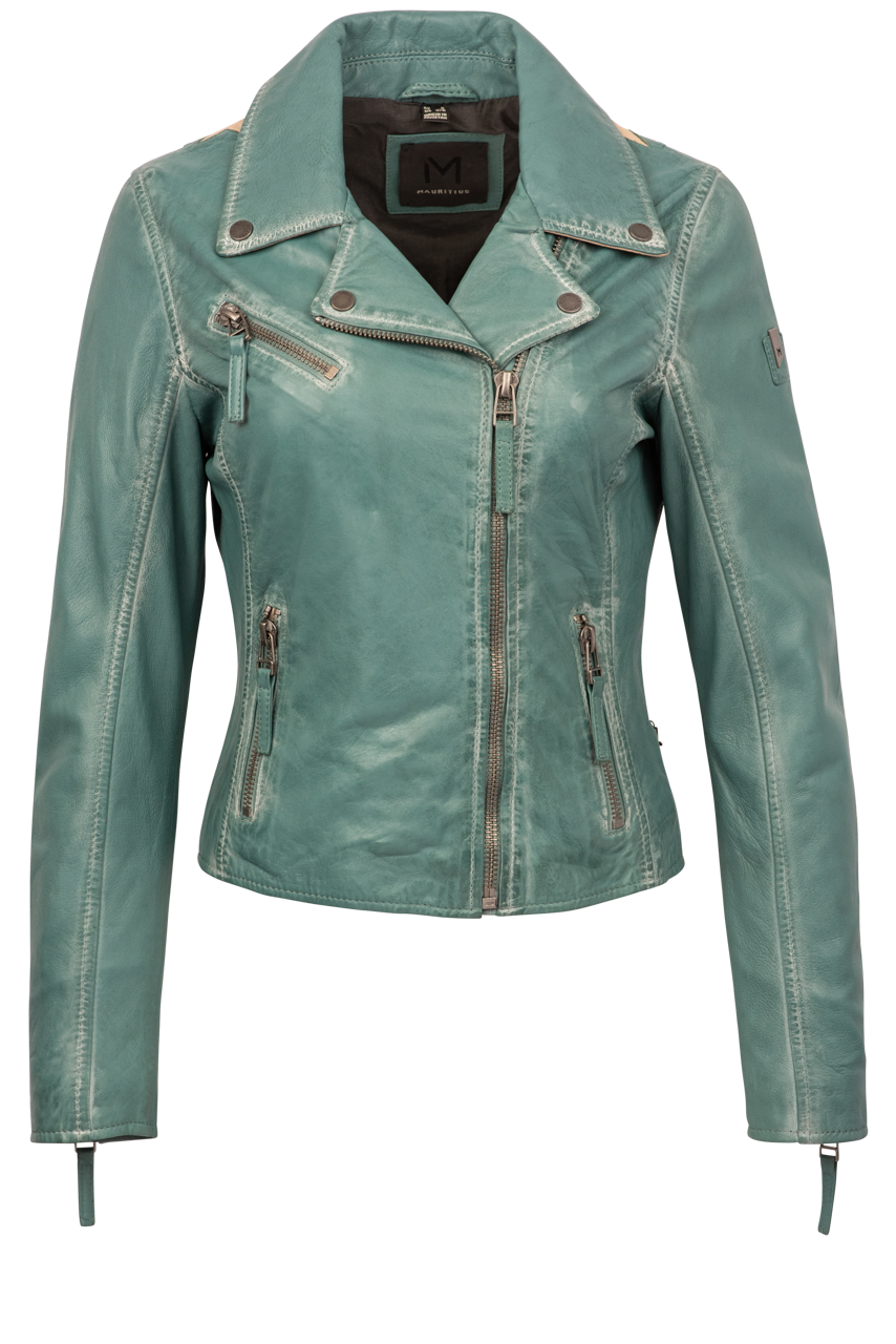 Mauritius Christy Seagreen Lamb Leather Jacket