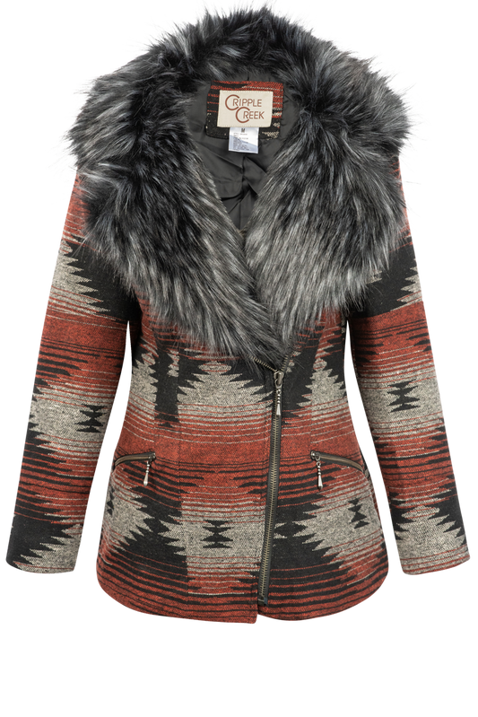 Cripple Creek Geometric Fur Jacket