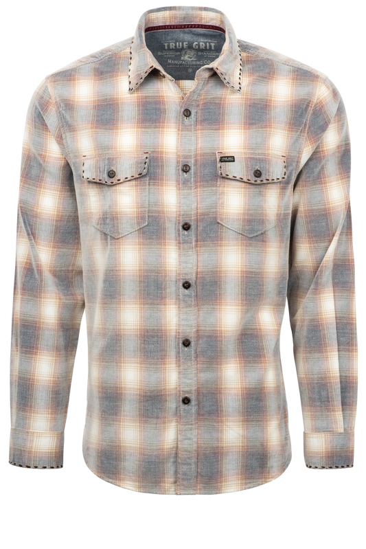 True Grit Canyon Cord Button-Front Shirt - Berry