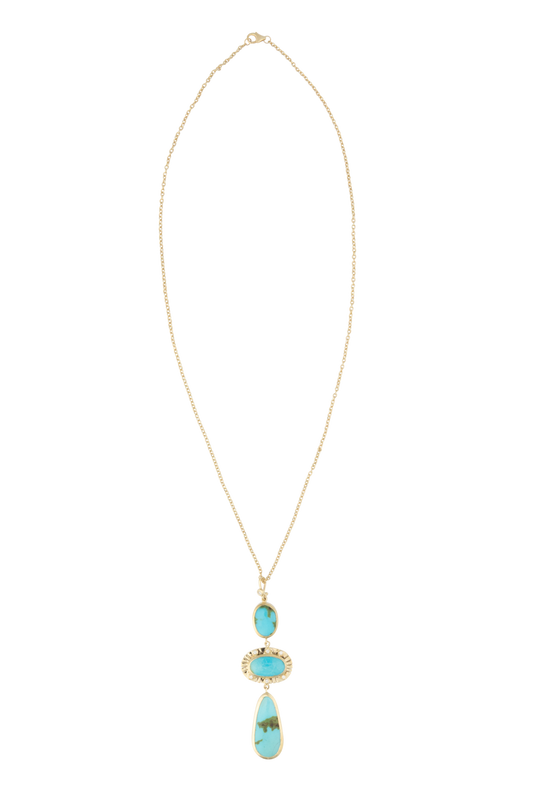 Tri-Turquoise Pendant Necklace