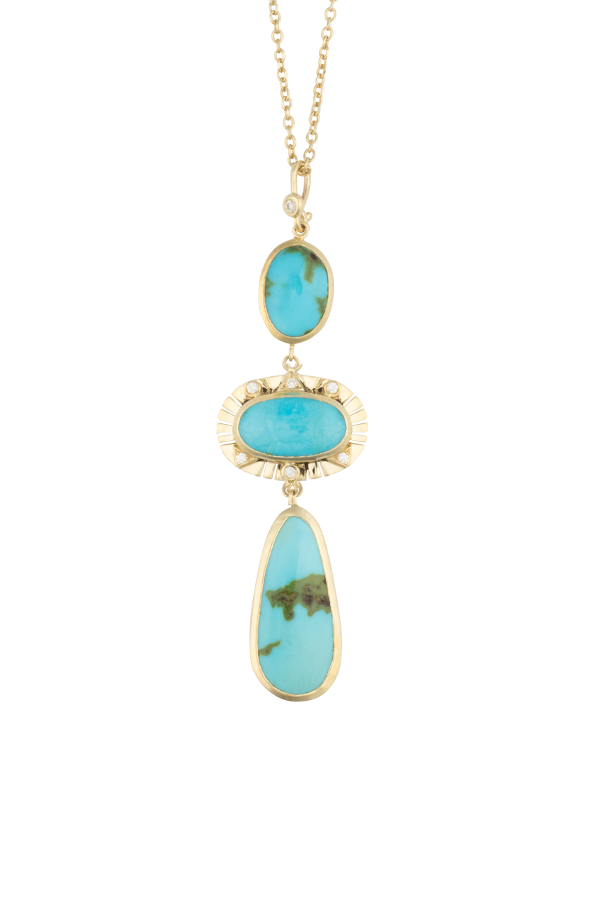 Tri-Turquoise Pendant Necklace