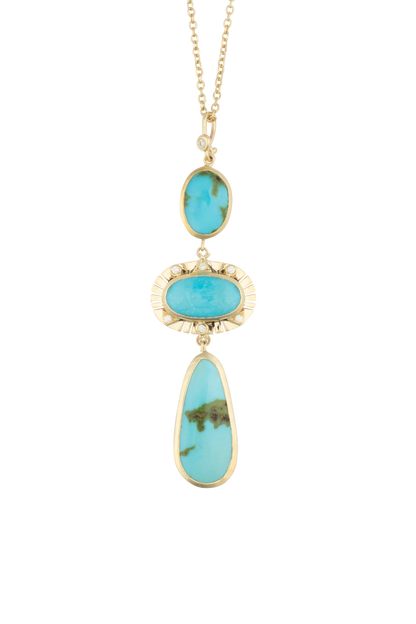 Tri-Turquoise Pendant Necklace