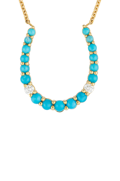 Turquoise & Diamond Horseshoe Pendant Necklace