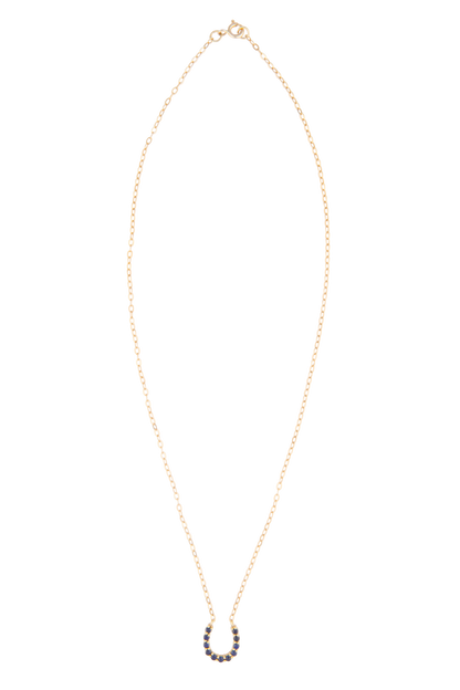 Sapphire Horseshoe Pendant Necklace