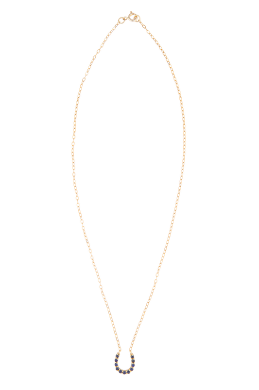 Sapphire Horseshoe Pendant Necklace