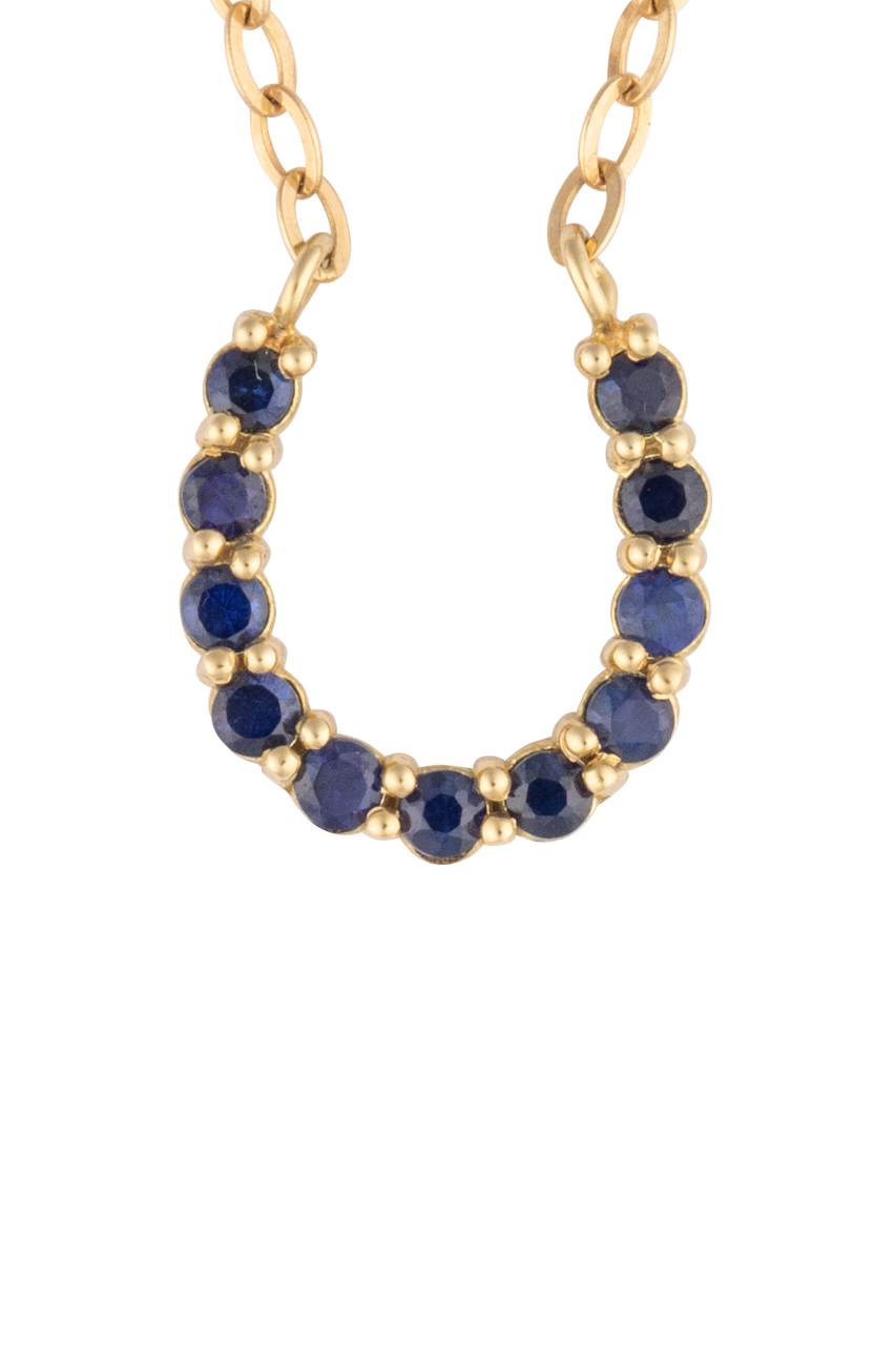 Sapphire Horseshoe Pendant Necklace