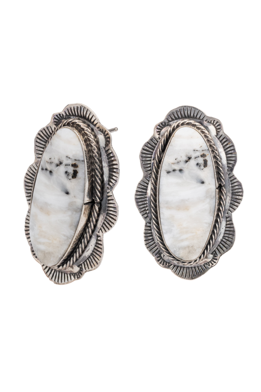 White Buffalo Turquoise Oval Earrings