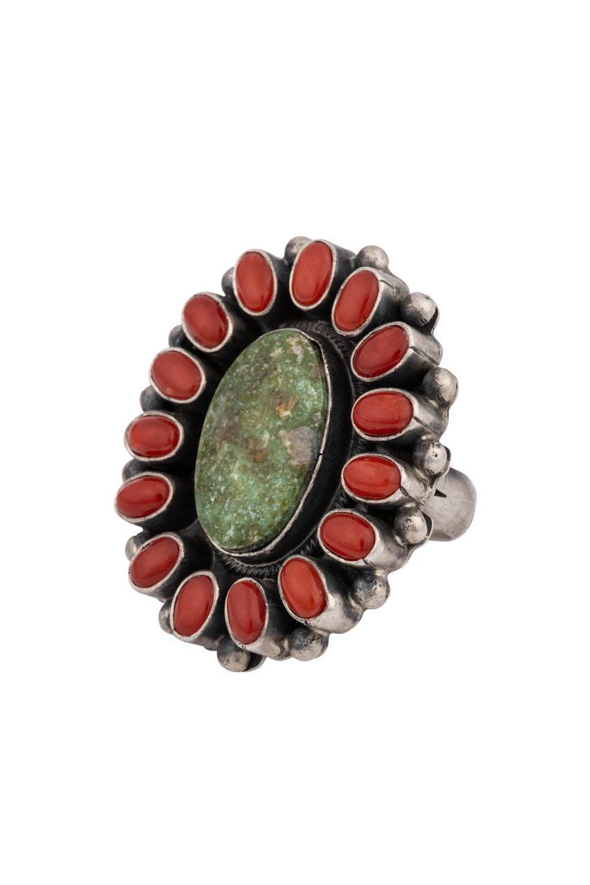 Royston Turquoise & Coral Ring