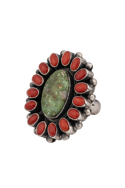 Royston Turquoise & Coral Ring