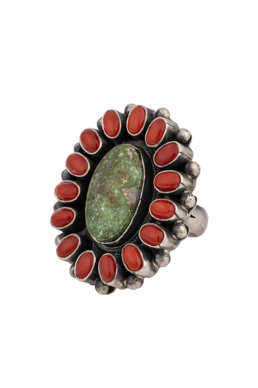 Royston Turquoise & Coral Ring