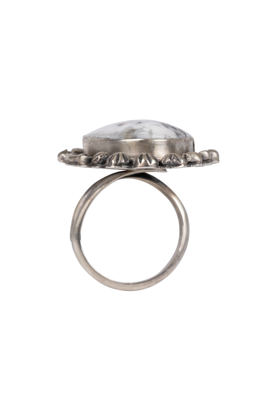 White Buffalo Turquoise Statement Ring