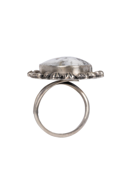 White Buffalo Turquoise Statement Ring