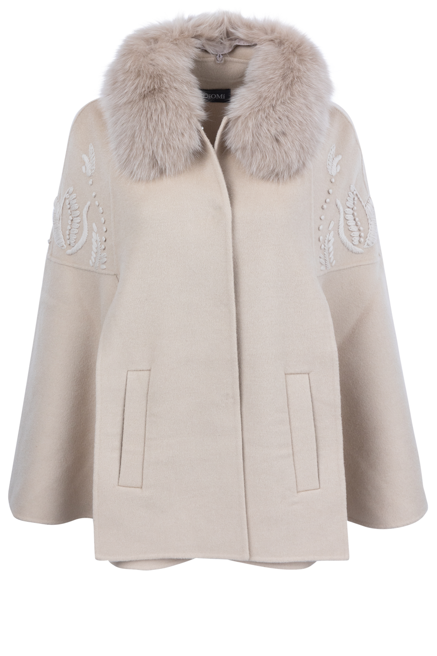 Diomi Fox Fur Cape - Cream