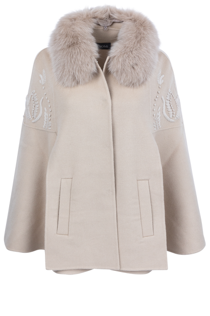 Diomi Fox Fur Cape - Cream