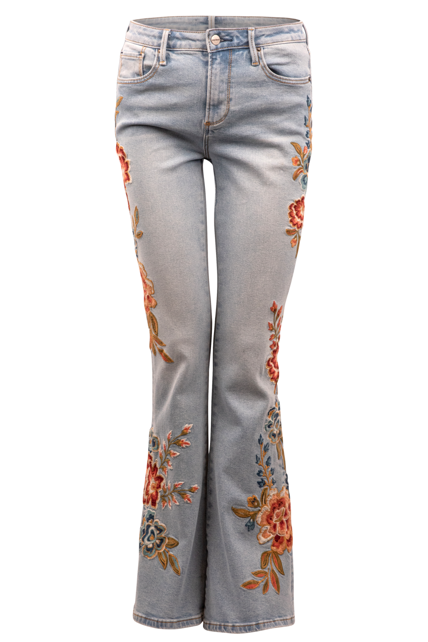 Driftwood Farrah Embroidered Flare Jeans - Maui