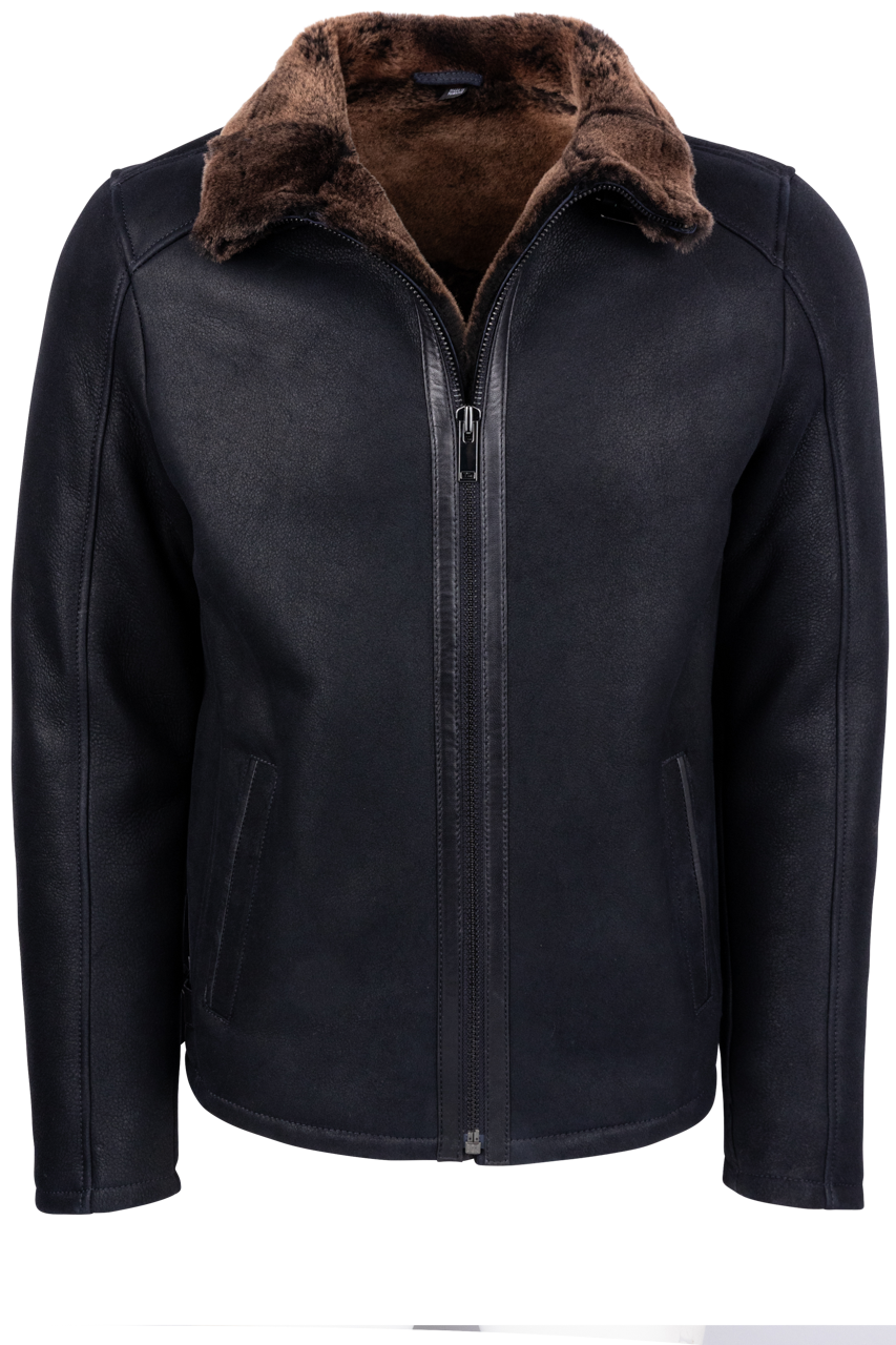 Pinto Ranch Zip Front Black Shearling Jacket