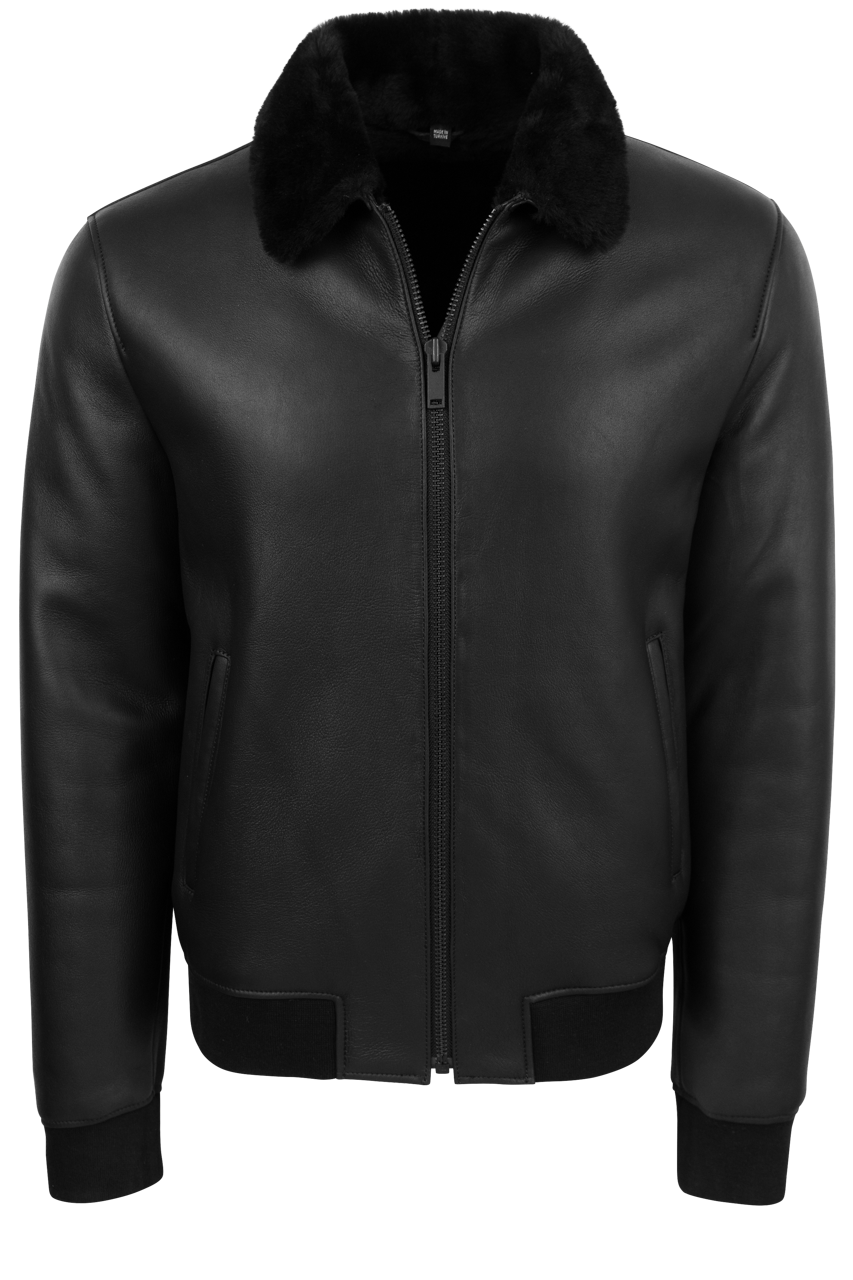 Pinto Ranch Black Shearling Bomber Jacket