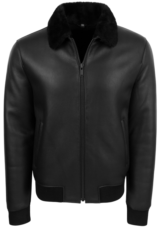 Pinto Ranch Black Shearling Bomber Jacket