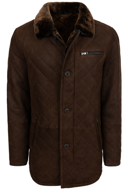 Pinto Ranch Quilted Shearling Coat - Dark Chocolate