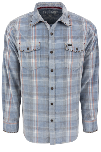 True Grit Canyon Cord Button-Front Shirt - Indigo