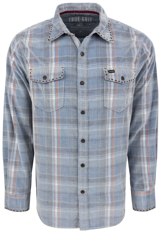 True Grit Canyon Cord Button-Front Shirt - Indigo