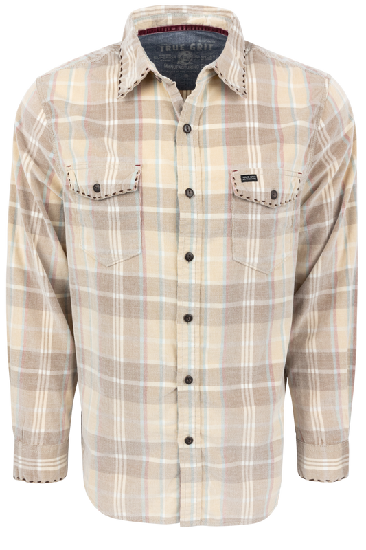 True Grit Canyon Cord Button-Front Shirt - Khaki