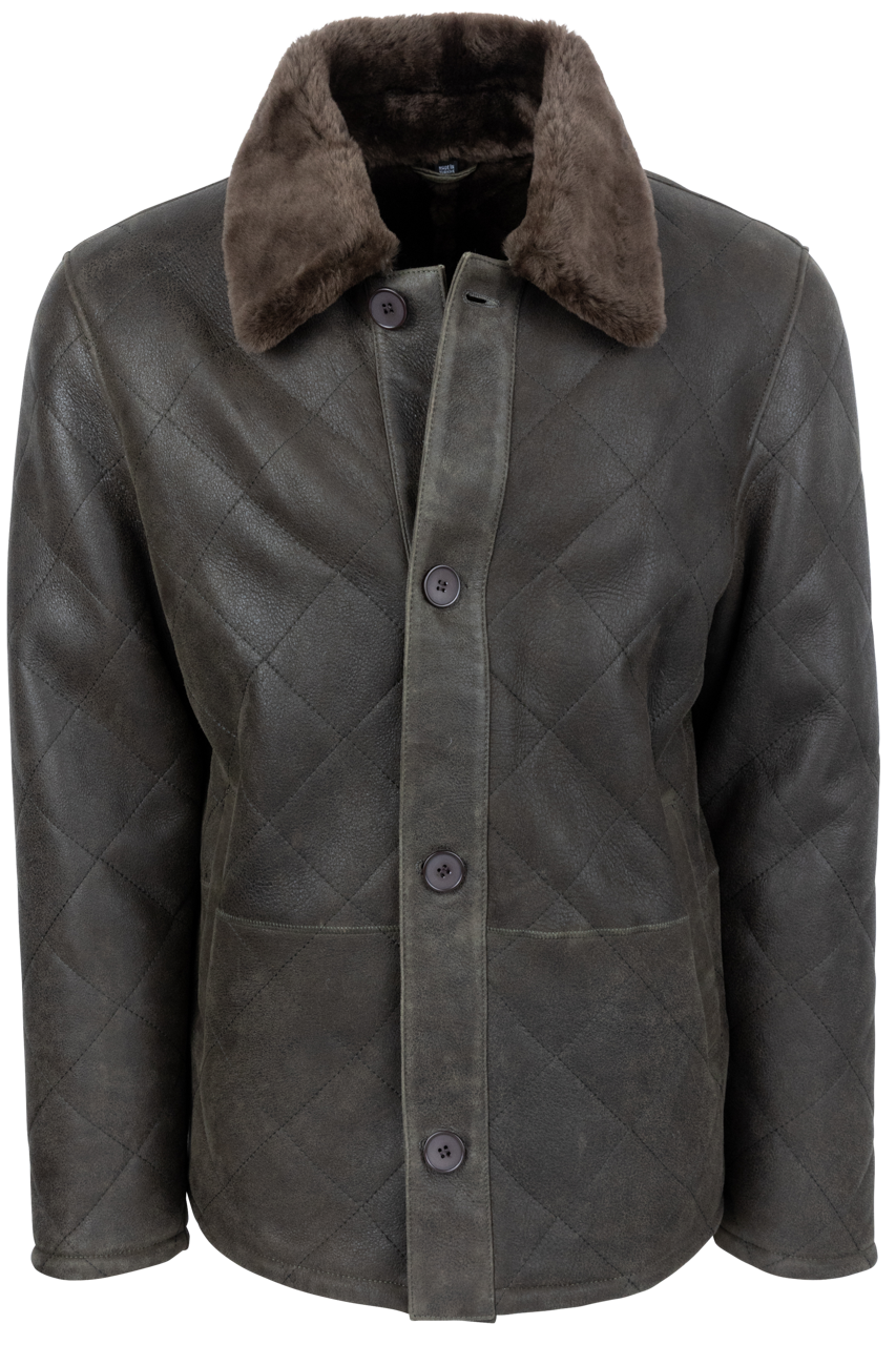 Pinto Ranch Olive Quilt Shearling Jacket