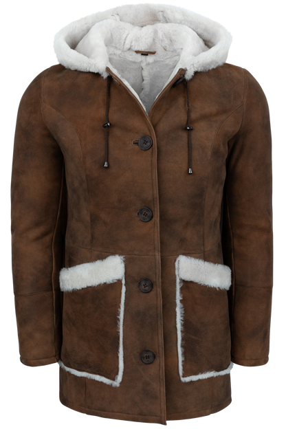 Pinto Ranch Shearling Hoodie Jacket - Dark Whiskey