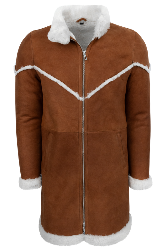 Pinto Ranch Brown & White Shearling Coat