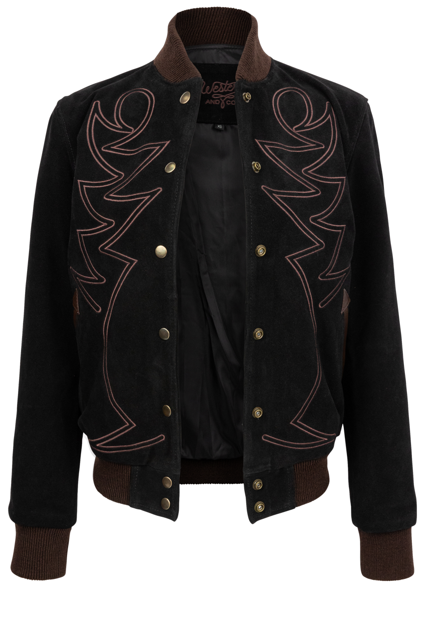 Western & Co. Embroidered Black Bomber Jacket